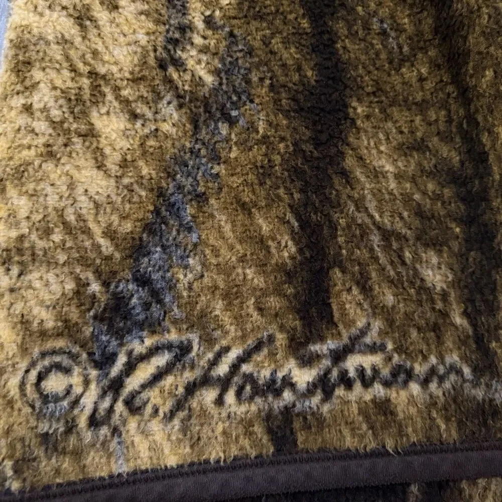Vintage 90s Biederlack Tiger Blanket Cuddle Wrap Wearable R Hautman Wildlife USA